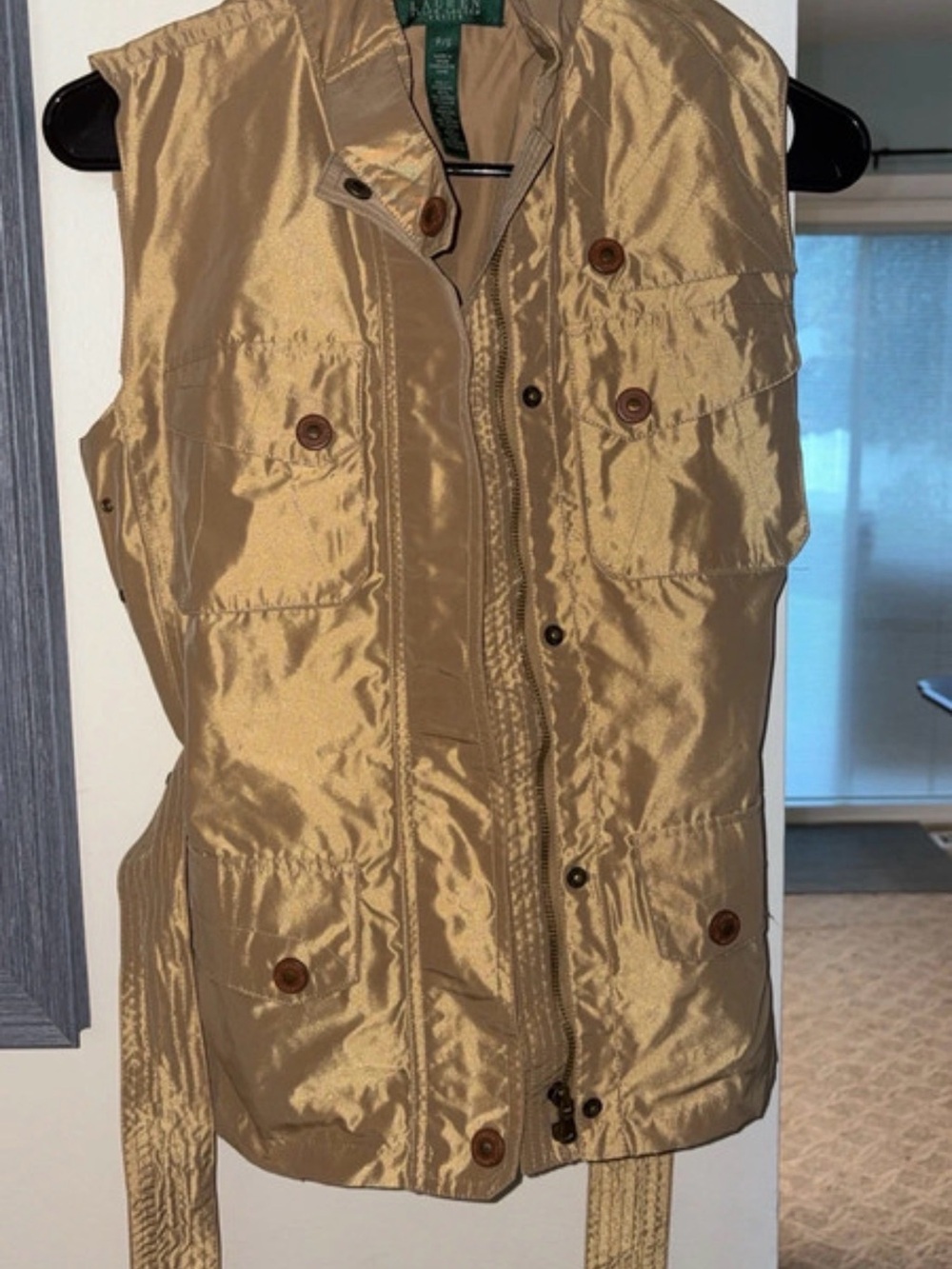 Lauren Ralph Lauren tan utility vest with button-front pockets- Petite Small!
